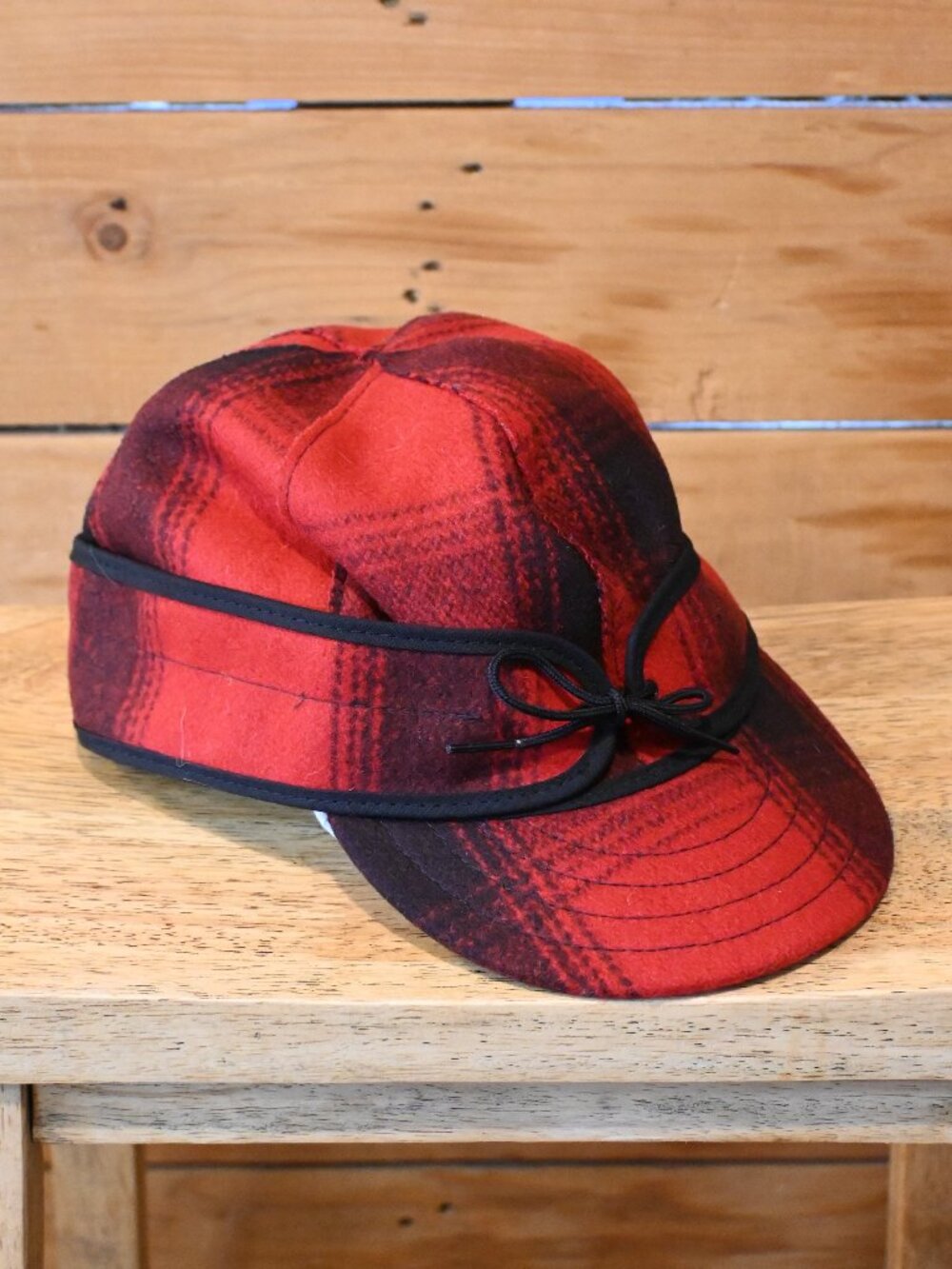 Stormy Kromer Original Wool Cap With Earflaps in Red & Black Plaid - XL